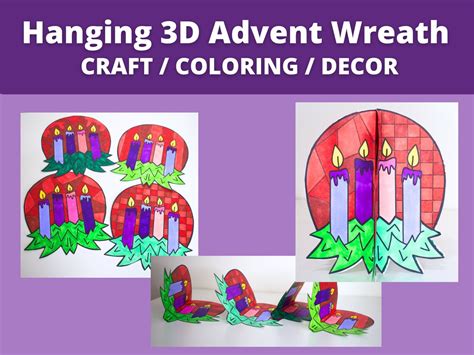 Printable Advent Wreath Coloring Page Craft for Catholic Christian Kids ...