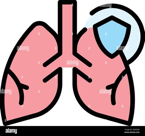 Lungs Covid Icon Outline Vector Xray Lung Doctor Health Color Flat