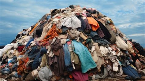 Premium AI Image Mountain Of Discarded Clothes Textile Waste Concept