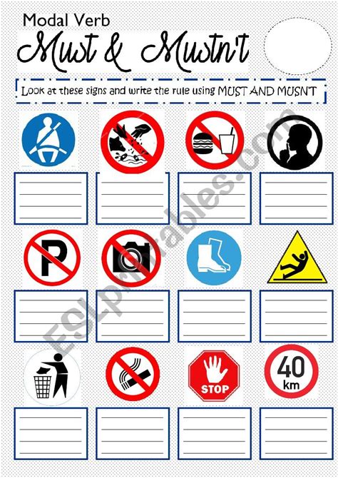 Must Mustnt Modal Verb Esl Worksheet By Thania Pg