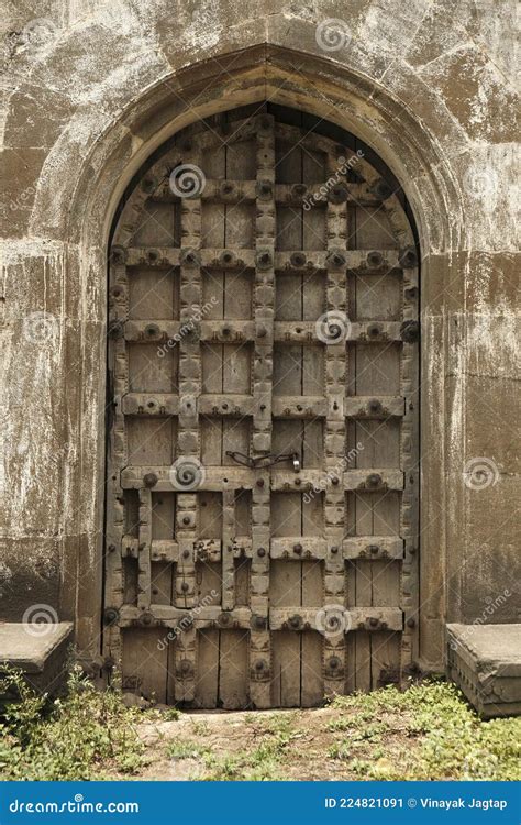 Ancient Big Wooden Door Historical Place Stock Image Image Of