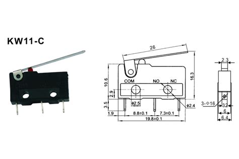 M56 3 Pin Spdt Mini 40t85 5a 250v Long Lever Double Pole Micro Switch