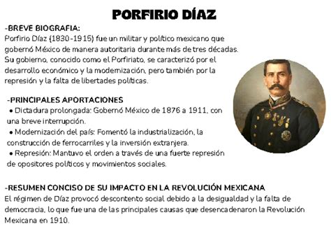 Fichas De Los Personajes Porfirio D Az Breve Biografia Porfirio