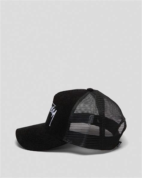 Shop Stussy Stock Cord Trucker Cap In Black Fast Shipping And Easy Returns City Beach Australia