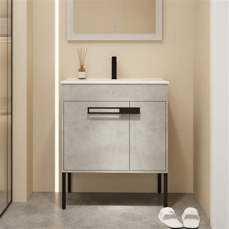 SSLine 2 In 1 Wall Mounted Free Standing Bathroom Vanity With Sink