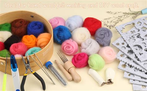 DABHAND Needle Felting Kit Wool Roving 40 Colours Set Starter Tool