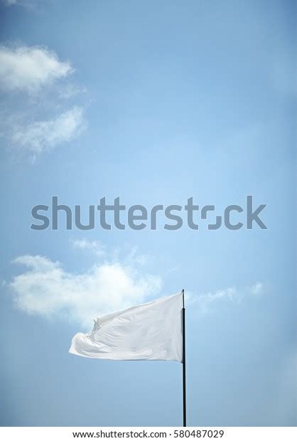 White Flag Blowing Blue Sky Stock Photo 580487029 Shutterstock