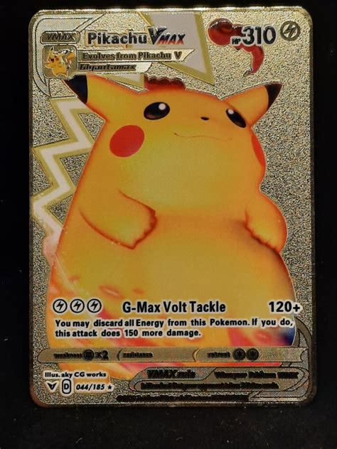 Pikachu Vmax Gold Metal Pokemon Card Etsy