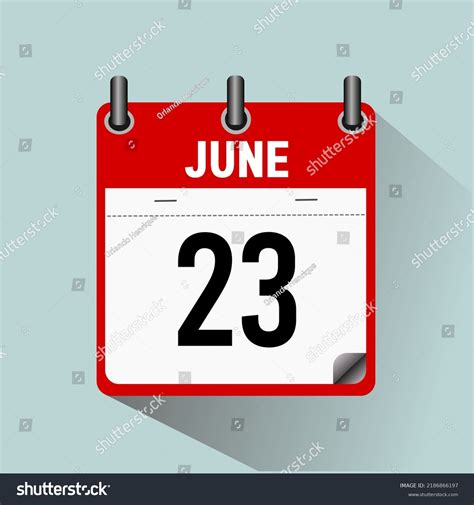 June 23 Calendar Icon Vector Illustration Stock Vector Royalty Free