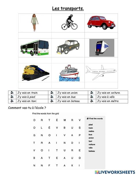 Les Transports Worksheet Teaching French French Teaching Resources