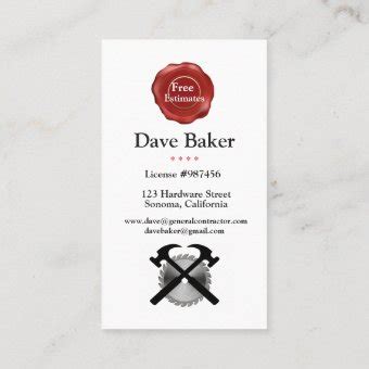 General Contractor Business Cards Zazzle