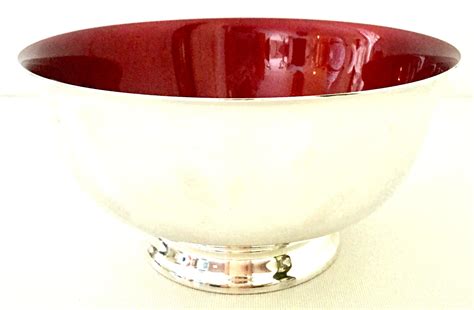 20th Century Silver Plate And Enamel Bowls By Reed And Barton Set Of