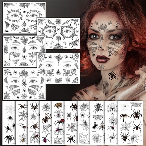 Orifinter Halloween Karneval Spinnen Tattoos Bl Tter Gesichtstattoo