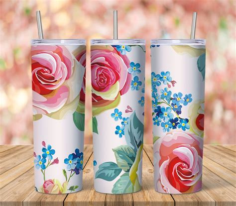 Digital Sublimation Skinny Tumbler Design Flower Mockup Free Etsy