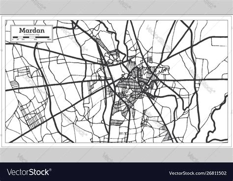 Mardan pakistan city map in retro style black Vector Image