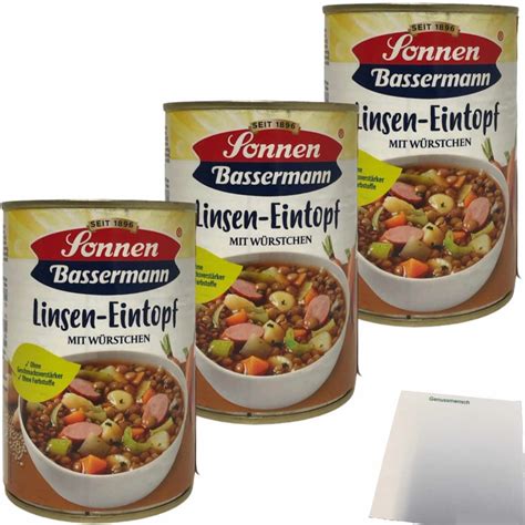 Sonnen Bassermann Linseneintopf mit Würstchen 3er Pack 3x400g Dose