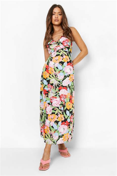 Floral Strappy Maxi Slip Dress Boohoo Uk