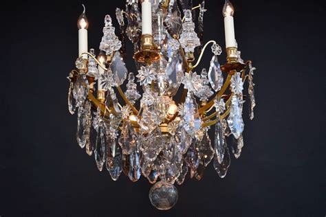 Proantic Lustre Baccarat En Bronze Dor De Style Louis Xvi