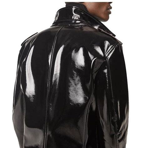 Black Vinyl Biker Mens Real Leather Jacket