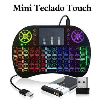 Mini Teclado Touch Luz Colorida Sem Fio Para Tv Videogame Notebook