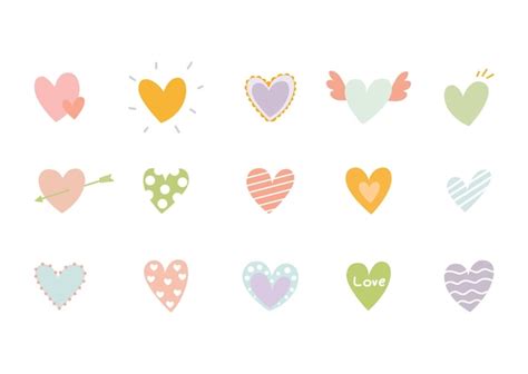 Premium Vector Set Of Cute Hearts In Different Colors And Types