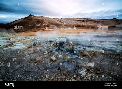 Hverir Icelandic Hverarond Is Geothermal Area In Myvatn Iceland