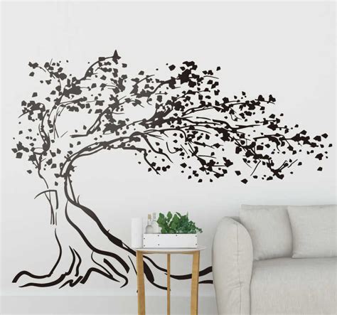 Sticker Mural Arbre Dessin Minimaliste Tenstickers