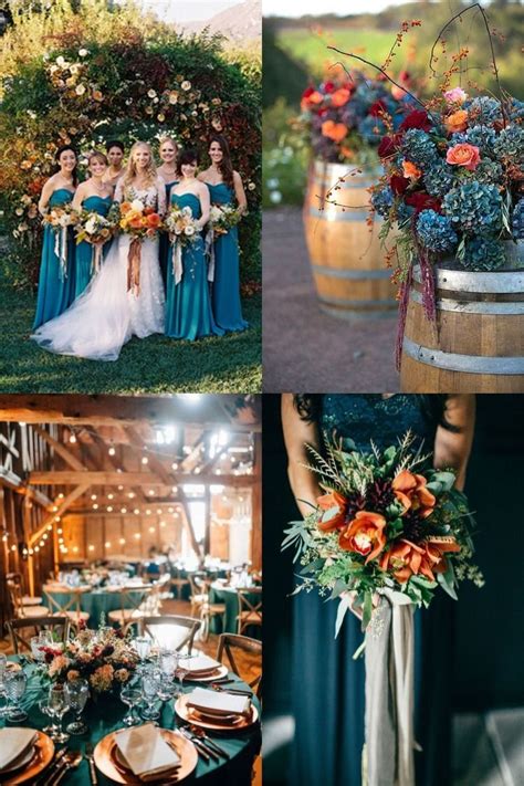 20 Dark Teal And Rust Orange Wedding Color Ideas For Fall Wedding