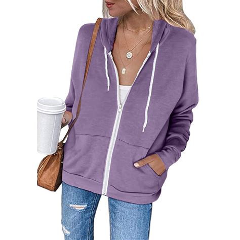 Aloohaidyvio Terra And Sky Plus Sizefashion Ladies Casual Hooded Slim Zipper Fleece Sweater