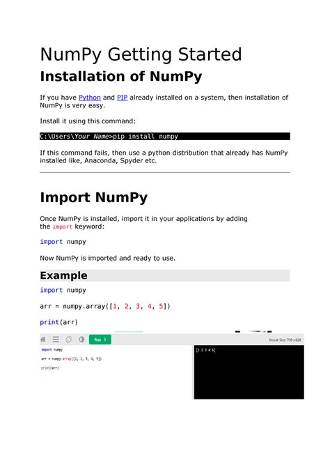 Numpymatplotlib And Pandas Notes Numpy Getting Started Installation Of Numpy If You Have