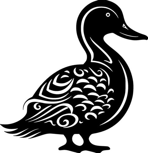 Premium Vector Duck Black And White Vector Illustration