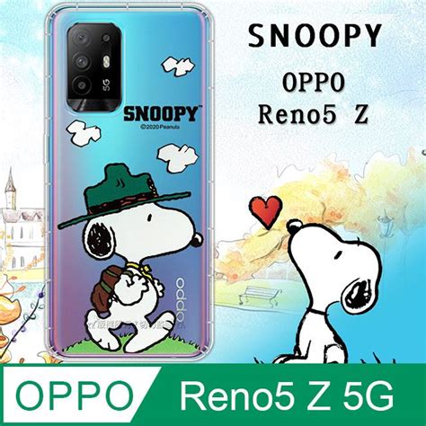 史努比snoopy 正版授權 Oppo Reno5 Z 5g 漸層彩繪空壓氣墊手機殼郊遊 Pchome 24h購物