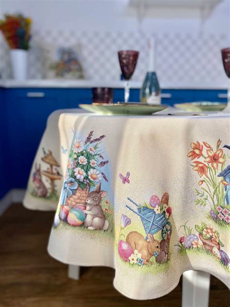 Easter Tablecloths Easter Textile Easter Tablecloth With Etsy