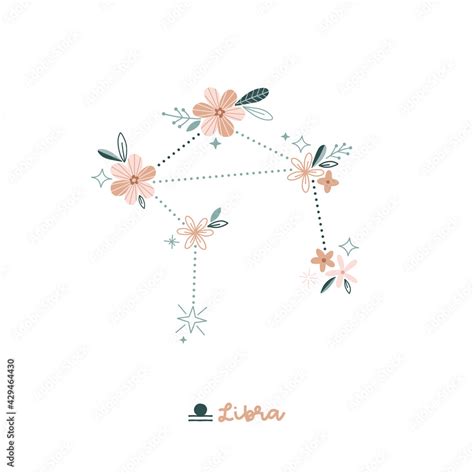 Flower Libra Zodiac Sign Clip Art Isolated On White Celestial