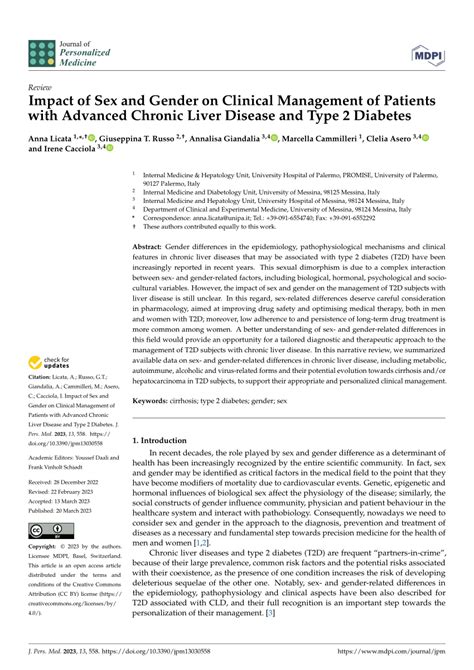 Pdf Impact Of Sex And Gender On Clinical Management Of Patients With Advanced Chronic Liver