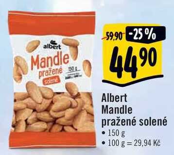 Albert Mandle pražené solené 150 g v akci AkcniCeny cz