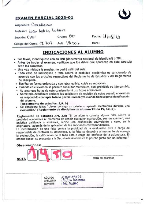 EP Examen Parcial de Ingeniería de Cimentaciones 2023 1 Studocu