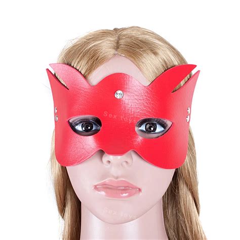 Fetish Cat Eye Mask Sex Blindfold Red Pu Leather Mask For Cosplay Party