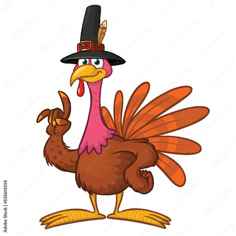 Cartoon happy cute thanksgiving turkey bird. Vector illustration ...