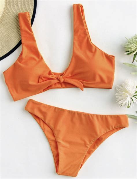 Front Tie Knot Bikini Set In Coralicious Sirene Lavie