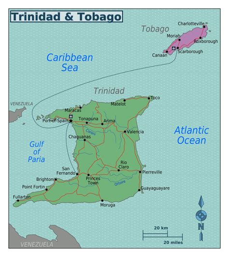 Plain Map Of Trinidad And Tobago