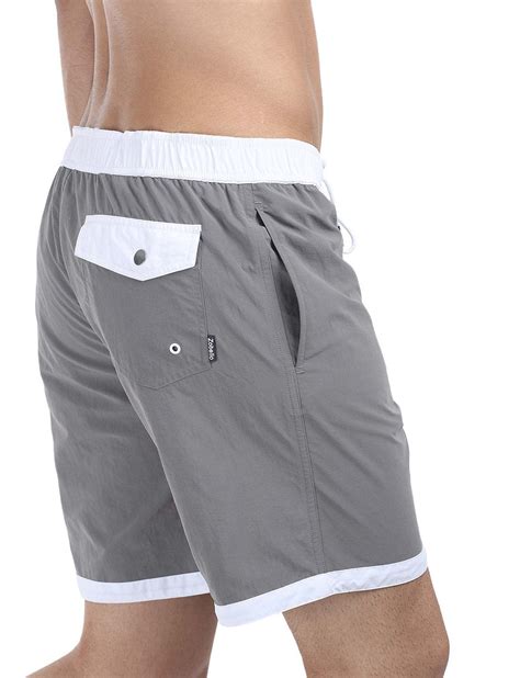 Buy Online Quickdry Nylon Solid Swim Shorts For Men In Grey And White