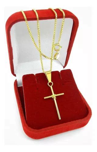 Cadena Para Hombre Cm Mm Cruz De Mm Chapada En Oro Cr