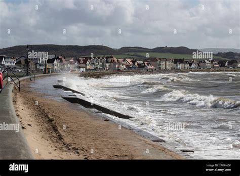 High Tide And Stormy Seas Batter The West Shore Of Llandudno North