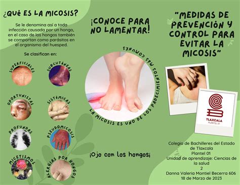 Tríptico micosis Medidas de prevención y control para evitar la