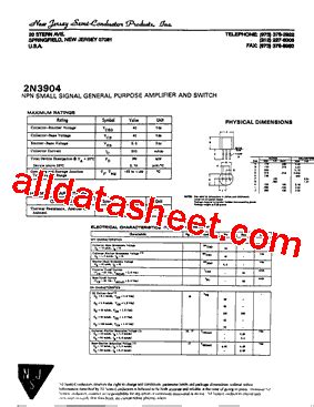 2N3904 Datasheet PDF New Jersey Semi Conductor Products Inc