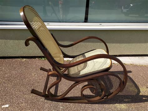 Rocking Chair Cannage Bois Vintage Vintage Naturel Marron Vendu