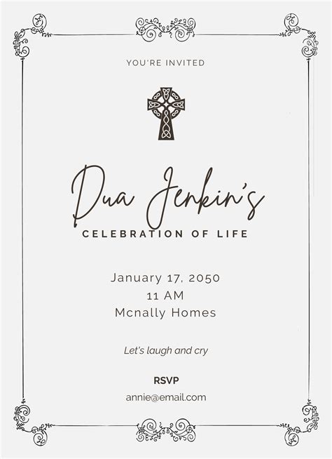 Editable Celebration Of Life Invitation Templates In Adobe Illustrator To Download