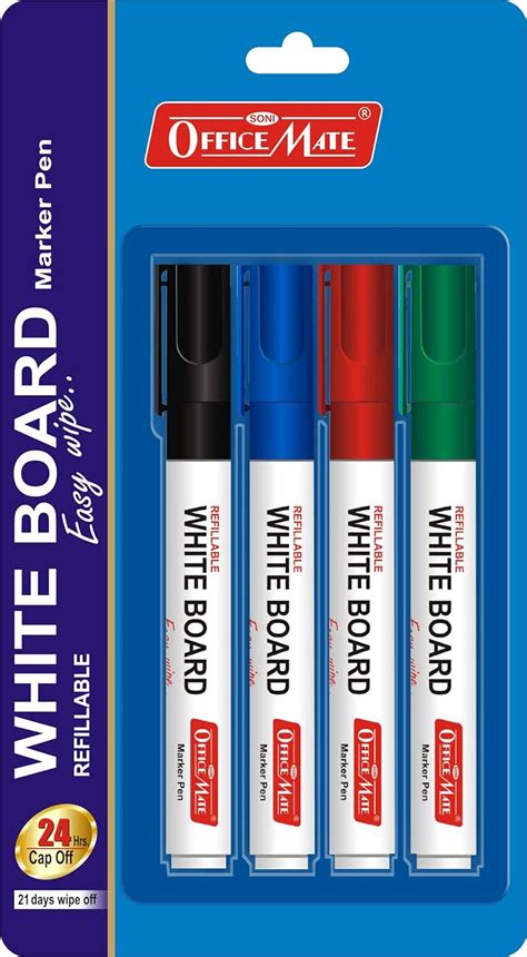 Soni Officemate Whiteboard Four Markers In Blister Pack Black Blue Red