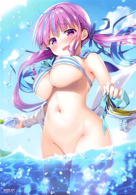 Sasai Saji Hololive Minato Aqua Areola Bikini Top Erect Nipples See